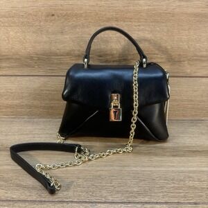 NWT Ted Baker London Poppy Top Handle Mini Satchel Bag Crossbody Black Gold‎